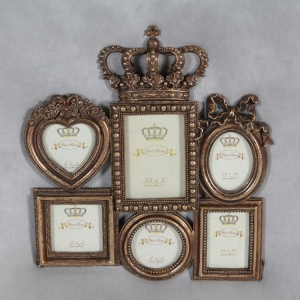 Antique Gold Crown Multi Photo Frame Large